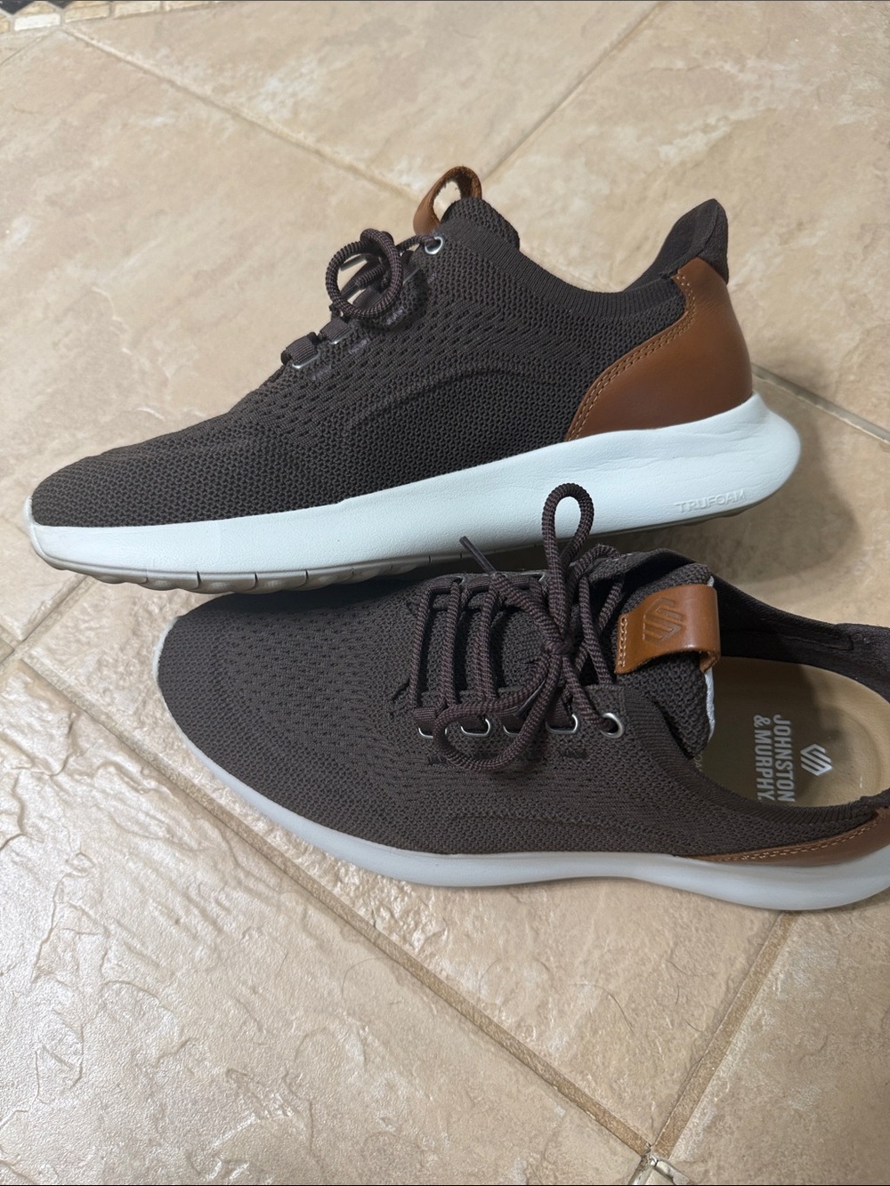 Johnston & Murphy Men’s Dark Brown Knit Sneaker with White Sole
